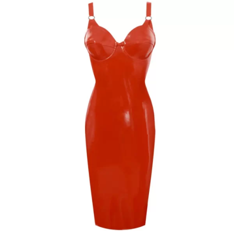 latex red dress